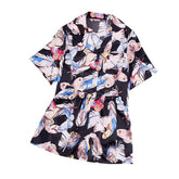 Print Luxury Silk Two Pcs Shorts Pyjama Set - FashionByTeresa